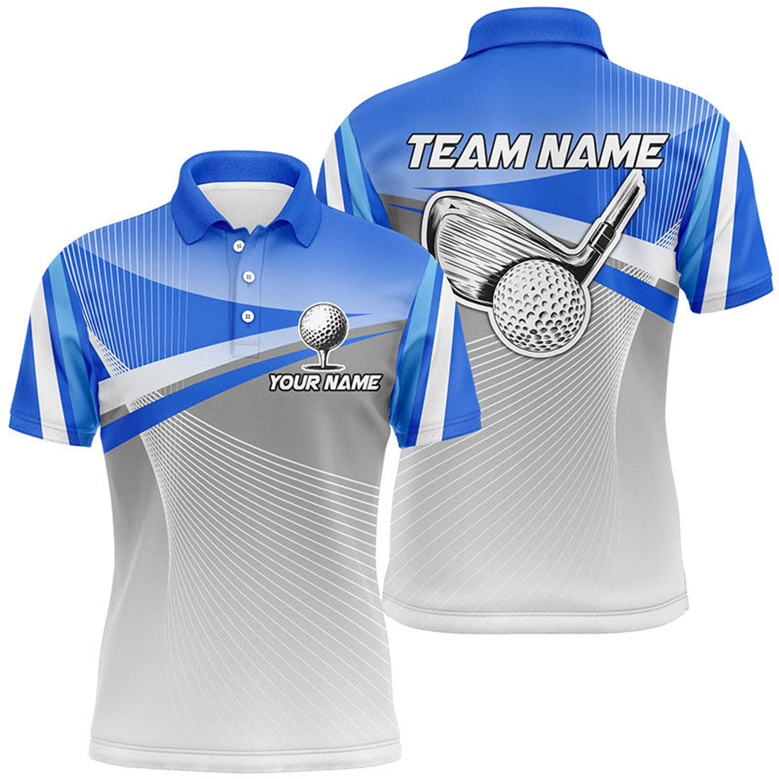 Custom Blue Sport Golf Apparel Unique Golf Gifts Men's Polo Shirt S-5XL