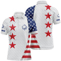 Custom Name American Flag Patriotic White Golf Ball Skin Men's Polo Shirt S-5XL