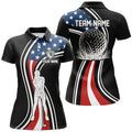 Custom Black American Flag Patriot Golf Gifts for Ladies Women's Polo Shirts S-5XL