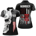 Custom Patriotic Disc Golf Skull Apparel American Flag Women's Polo Shirts S-5XL