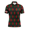 Custom Golf Christmas Plaid Argyle Pattern Name Apparel Men's Polo Shirt