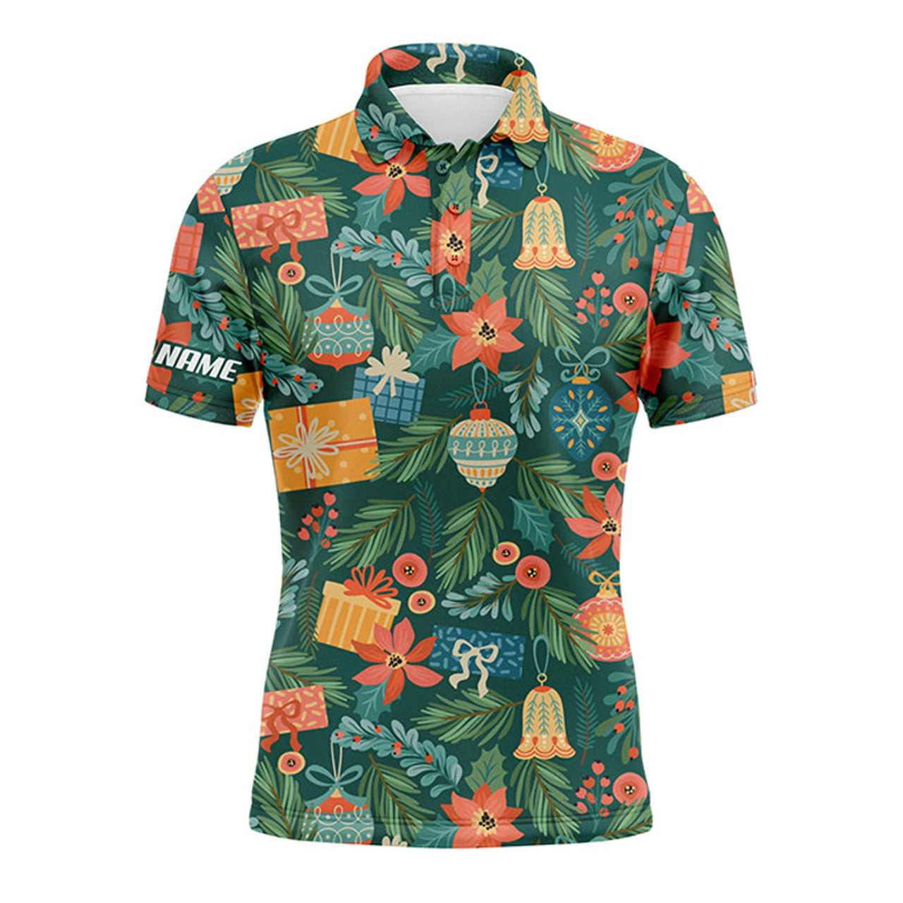 Custom Christmas Golf Shirt Name Gift for Golf Lovers Men's Polo Shirt S-5XL