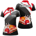 Custom Bowling Shirt Flame Bowling Ball Fire Team Ladies Women's Polo Shirts S-5XL