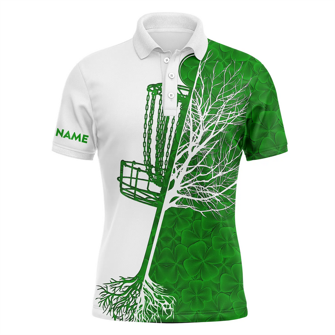 Custom Clover St Patrick's Day Shirt for Disc Golf Lovers Men's Polo Shirt S-5XL