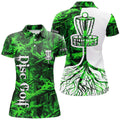 Custom Name Green Camo Disc Golf Basket Shirt Women's Polo Shirts S-5XL