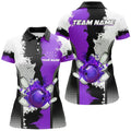Custom Bowling with Fire and Purple League Design Women's Polo Shirts S-5XL