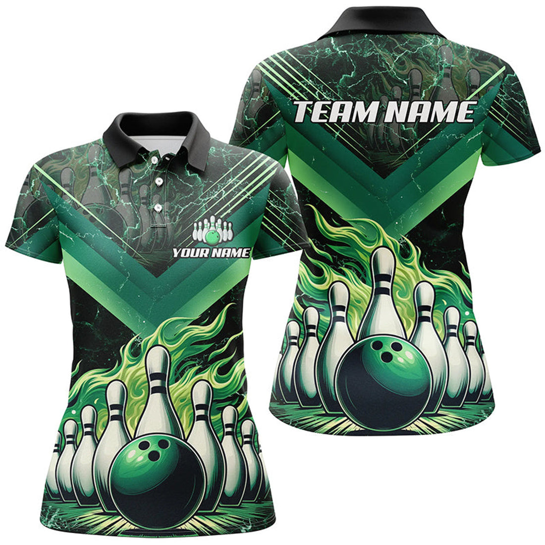 Custom Flame Bowling Team Shirt Gift for Bowlers Women's Polo Shirts S-5XL