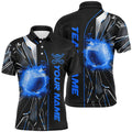 Custom Black and Blue Fire Golf Polo Men's Polo Shirt S-5XL