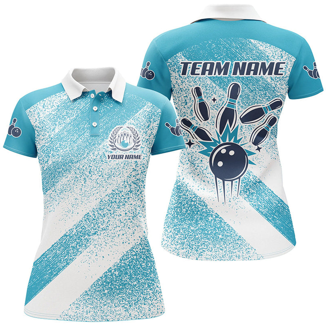 Custom Personalized Retro Bowling Team League Women's Polo Shirts S-5XL