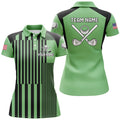 Custom Green Black Stripe Golf Team Shirts for Women Women's Polo Shirts S-5XL