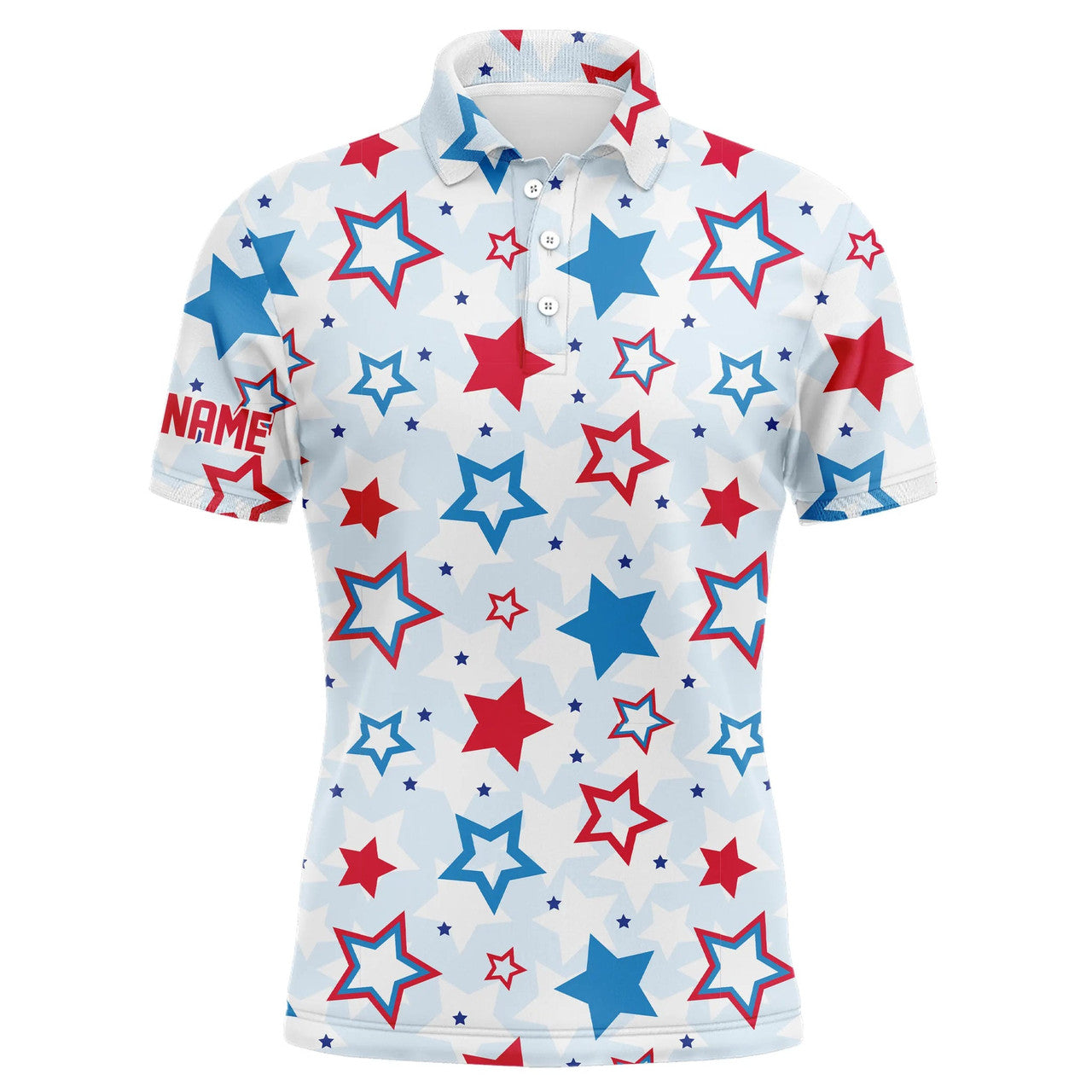 Men's Golf Polo Shirt Red White Blue Stars Unique Gift Men's Polo Shirt S-5XL