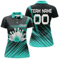 Custom Turquoise Bowling Team Polo Shirt for Personalized Women's Polo Shirts S-5XL