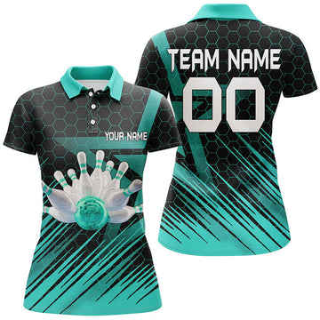 Custom Turquoise Bowling Team Polo Shirt for Personalized Women's Polo Shirts S-5XL