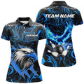 Custom Black Blue Flame Eagle Bowling Shirts Women's Polo Shirts S-5XL