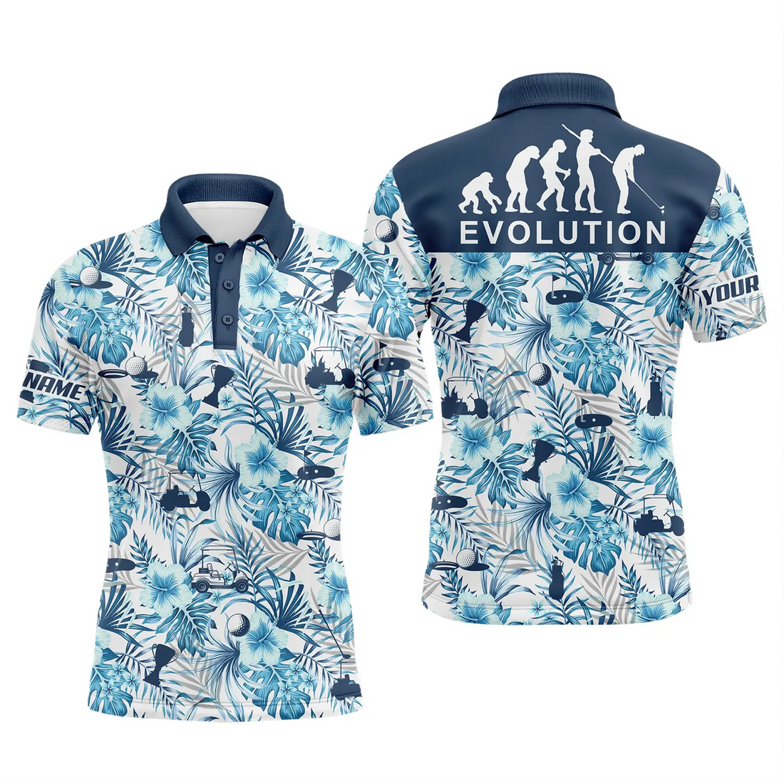 Personalized Blue Tropical Golf Polo Apparel Gift For Men Men's Polo Shirt S-5XL