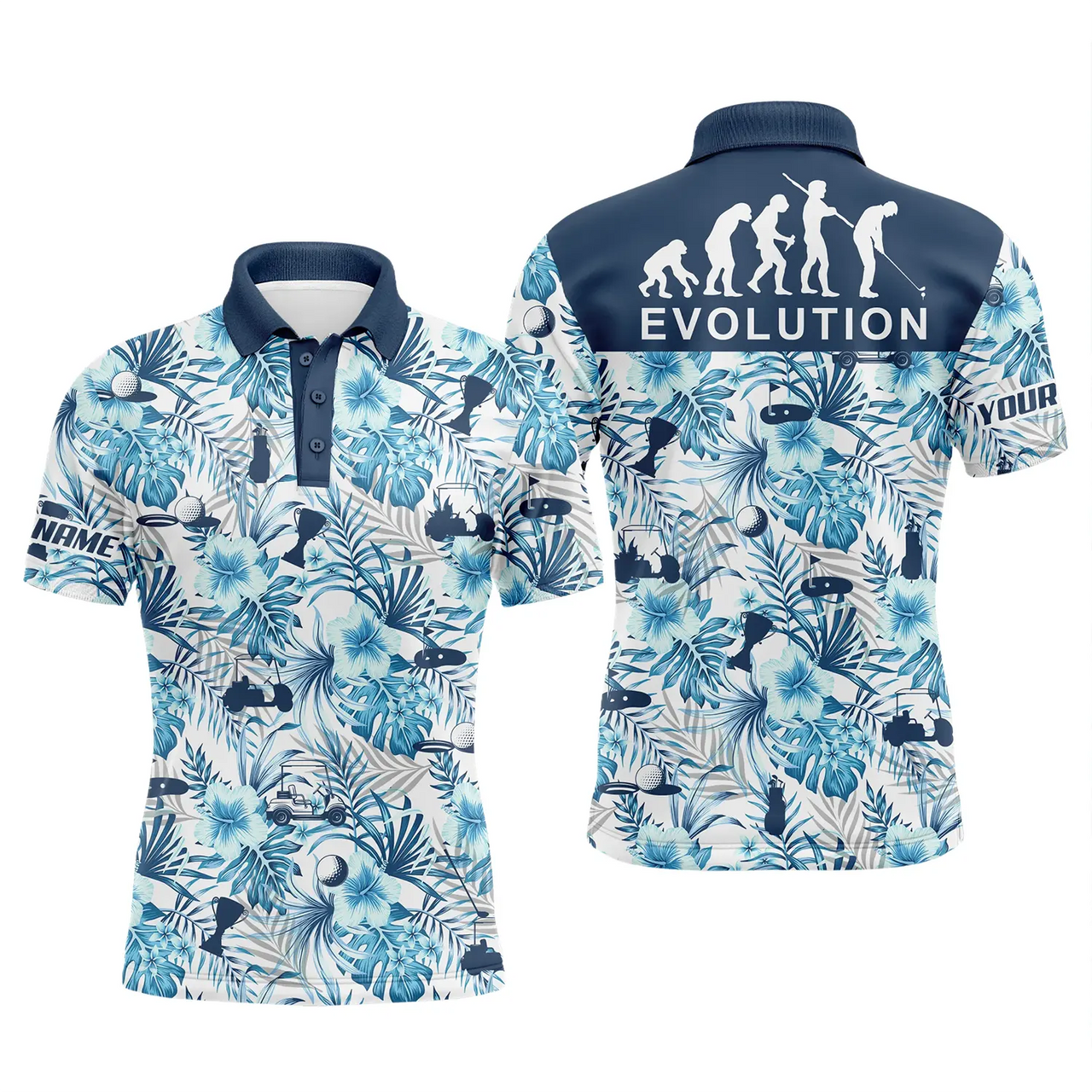 Personalized Blue Tropical Golf Polo Apparel Gift For Men Men's Polo Shirt S-5XL