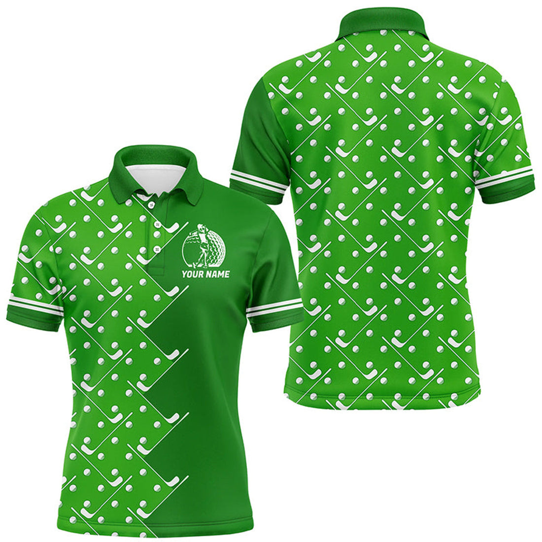 Custom Green Golf Pattern Shirt Unique Golf Gifts Men's Polo Shirt S-5XL