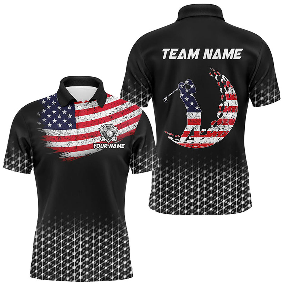 Custom American Flag Patriotic Golf Outfit Golf Gifts Men's Polo Shirt S-5XL