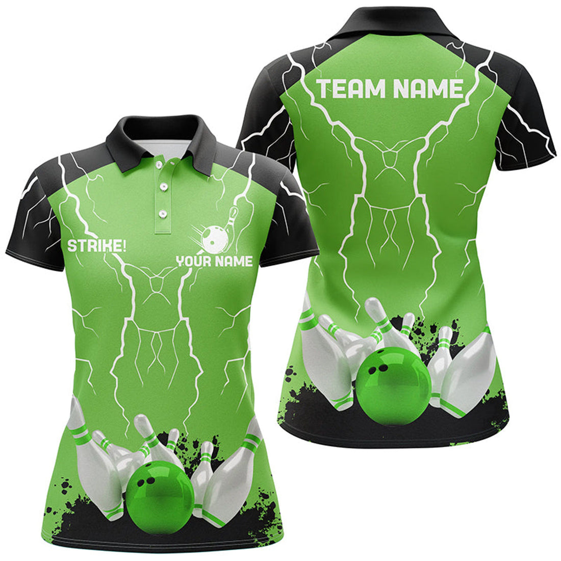 Custom Bowling Strike Lightning Storm Thunder Team Shirt Women's Polo Shirts S-5XL