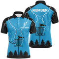 Custom Blue Lightning Storm Men's Polo Shirt S-5XL for Disc Golf and Gifts