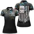 Custom Colorful Camo Patriotic Bowling Shirt American Flag Women's Polo Shirts S-5XL