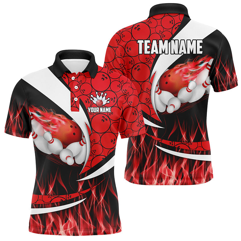 Red Flame Bowling Camo Shirt Cool Style for Bowlers Men's Polo Shirt S-5XL