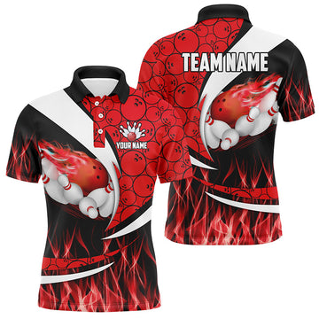 Red Flame Bowling Camo Shirt Cool Style for Bowlers Men's Polo Shirt S-5XL