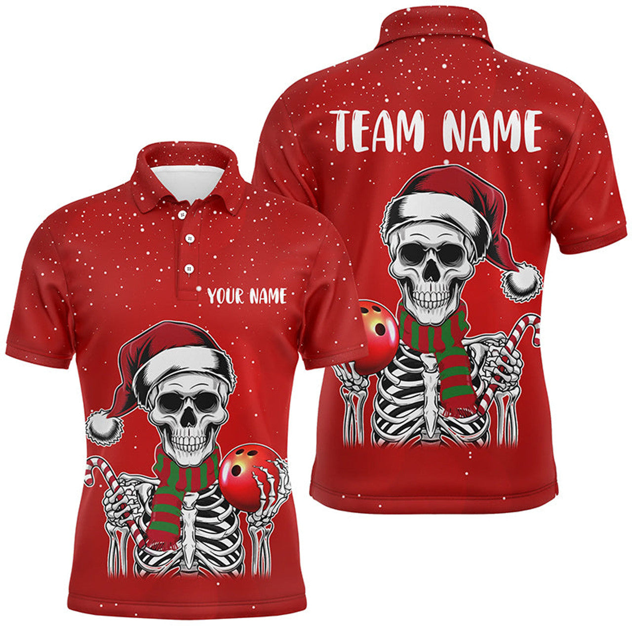Skull Christmas Bowling Polo Shirt for Men S-5XL