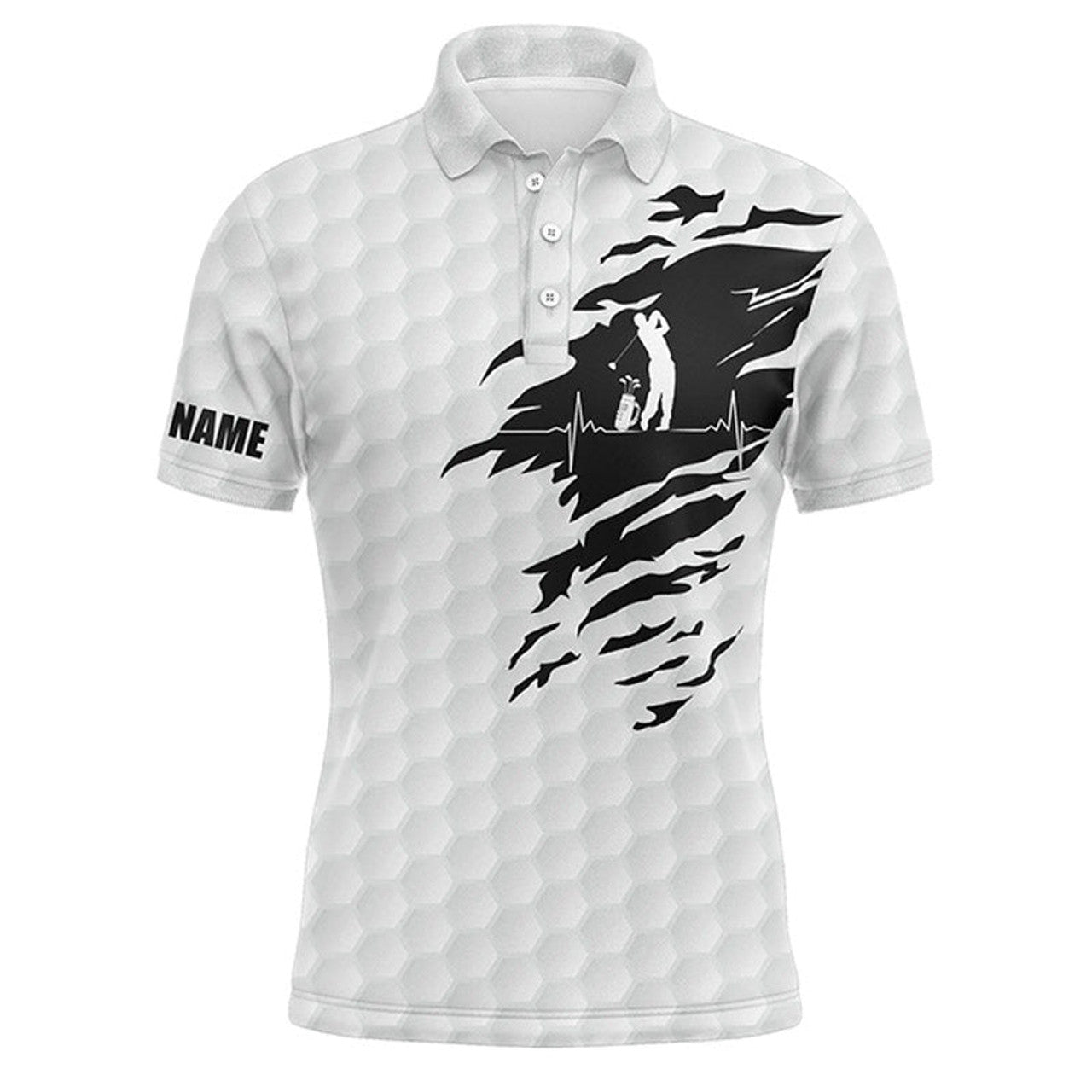 Custom Name Golf Ball Pattern White Apparel Gift For Golf Lover Men's Polo Shirt