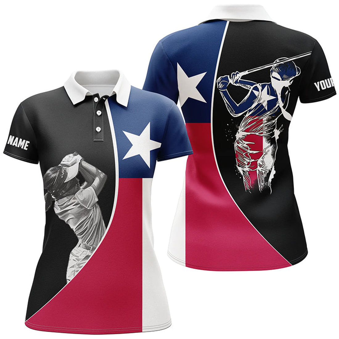 Custom Texas Flag Patriot Golf Tops Gifts for Golf Lovers Women's Polo Shirts S-5XL
