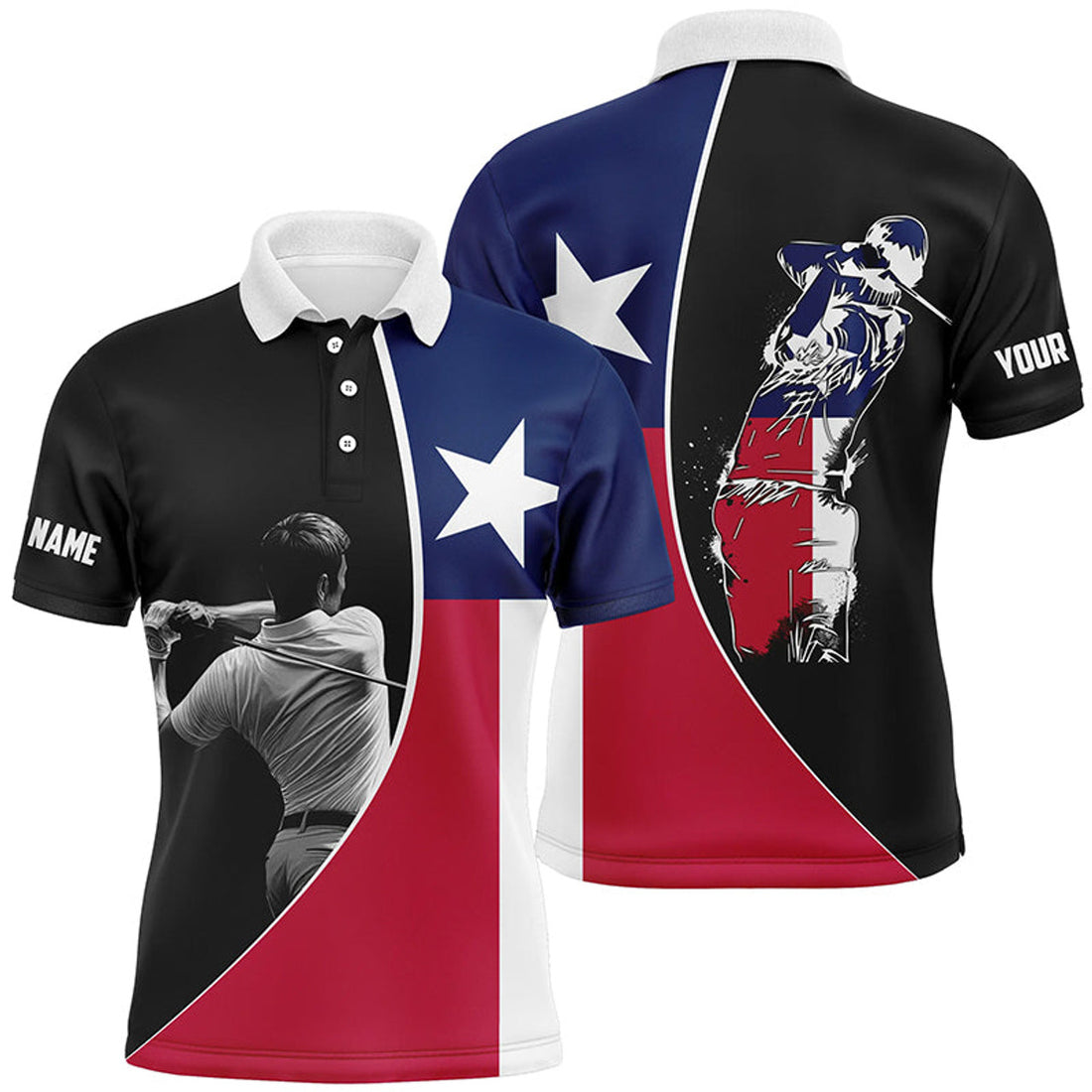 Custom Texas Flag Golf Polo Shirts for Men Men's Polo Shirt S-5XL
