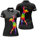 Custom Watercolor Golf Shirt with Name Black Golf Gifts Women's Polo Shirts S-5XL
