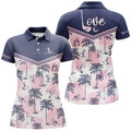 Custom Name Pink Tropical Love Golf Shirt Gift for Women Women's Polo Shirts S-5XL