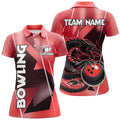 Custom Black Red Dragon Bowling Team Shirts for Women Women's Polo Shirts S-5XL