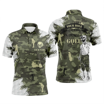 Custom Name Skull Golf Polo Shirt Gift for Men Golfers Men's Polo Shirt S-5XL