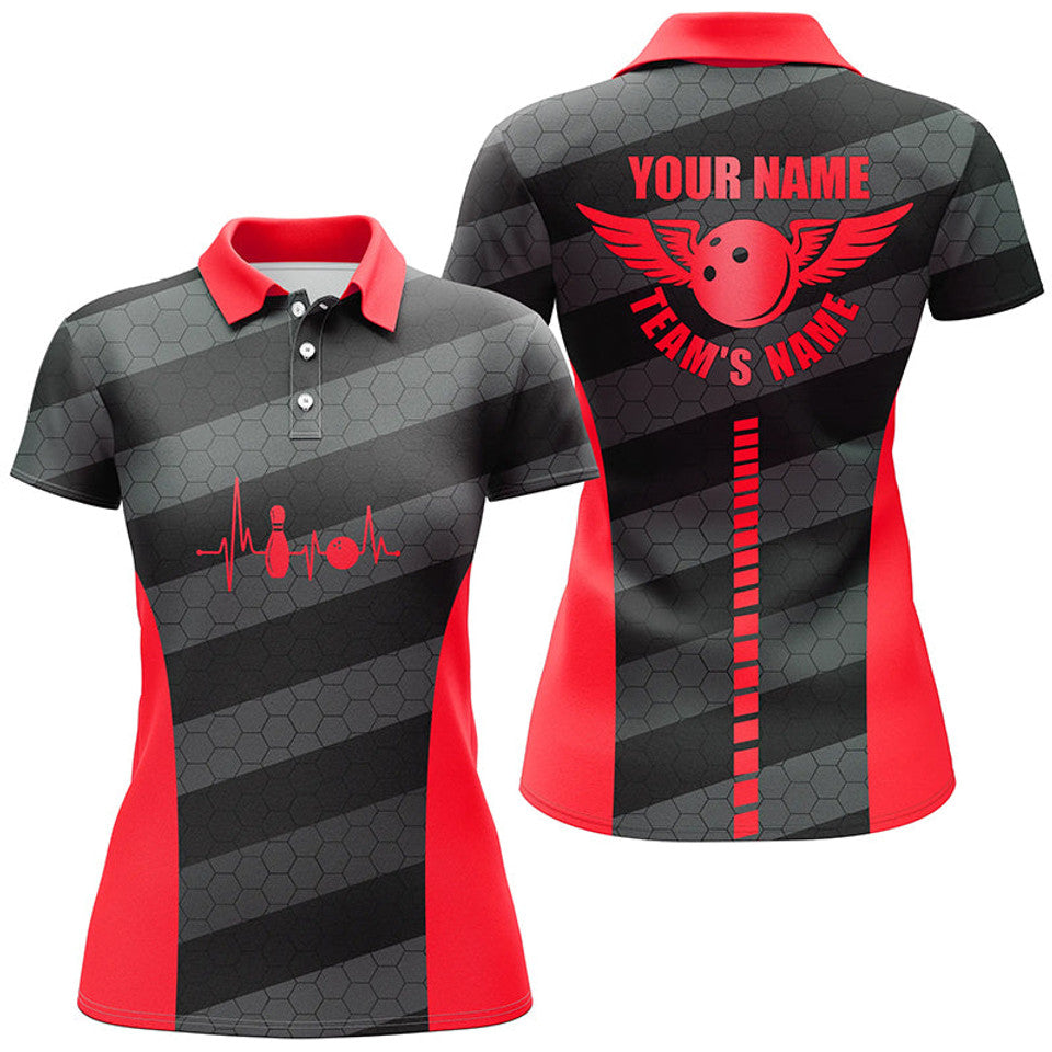 Custom Bowling Team Shirts for Women Bowlers Red Women's Polo Shirts S-5XL