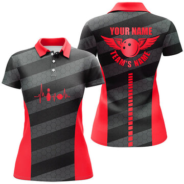 Custom Bowling Team Shirts for Women Bowlers Red Women's Polo Shirts S-5XL