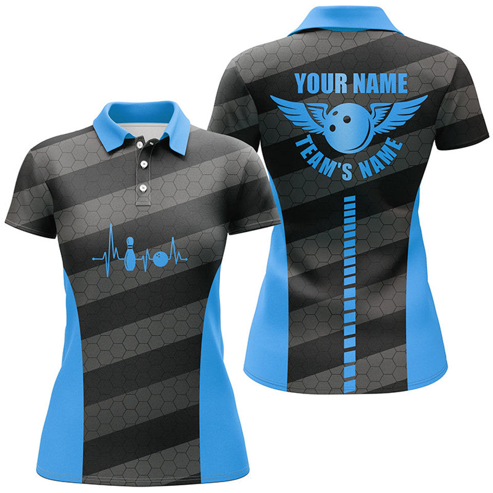 Custom Bowling Polo Shirts Team Shirts For Bowlers Blue Women's Polo Shirts S-5XL