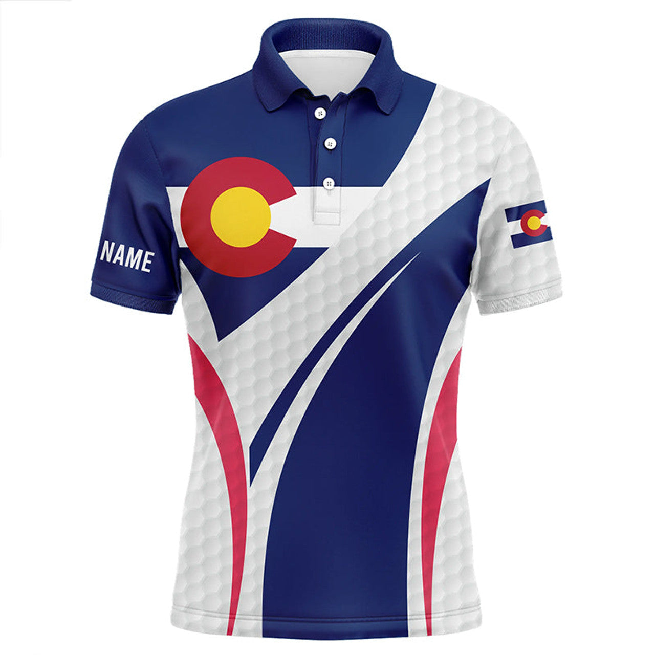 Colorado Flag Golf Ball Skin Patriot Mens Polo Shirt S-5XL