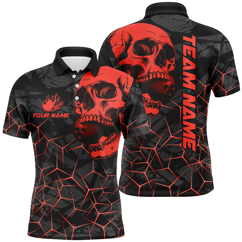Black Skull Camo Bowling Shirt Custom Team Wear Men's Polo Shirt S-5XL