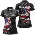 Custom American Flag Black Grunge Pattern Golf Clubs Women's Polo Shirts S-5XL