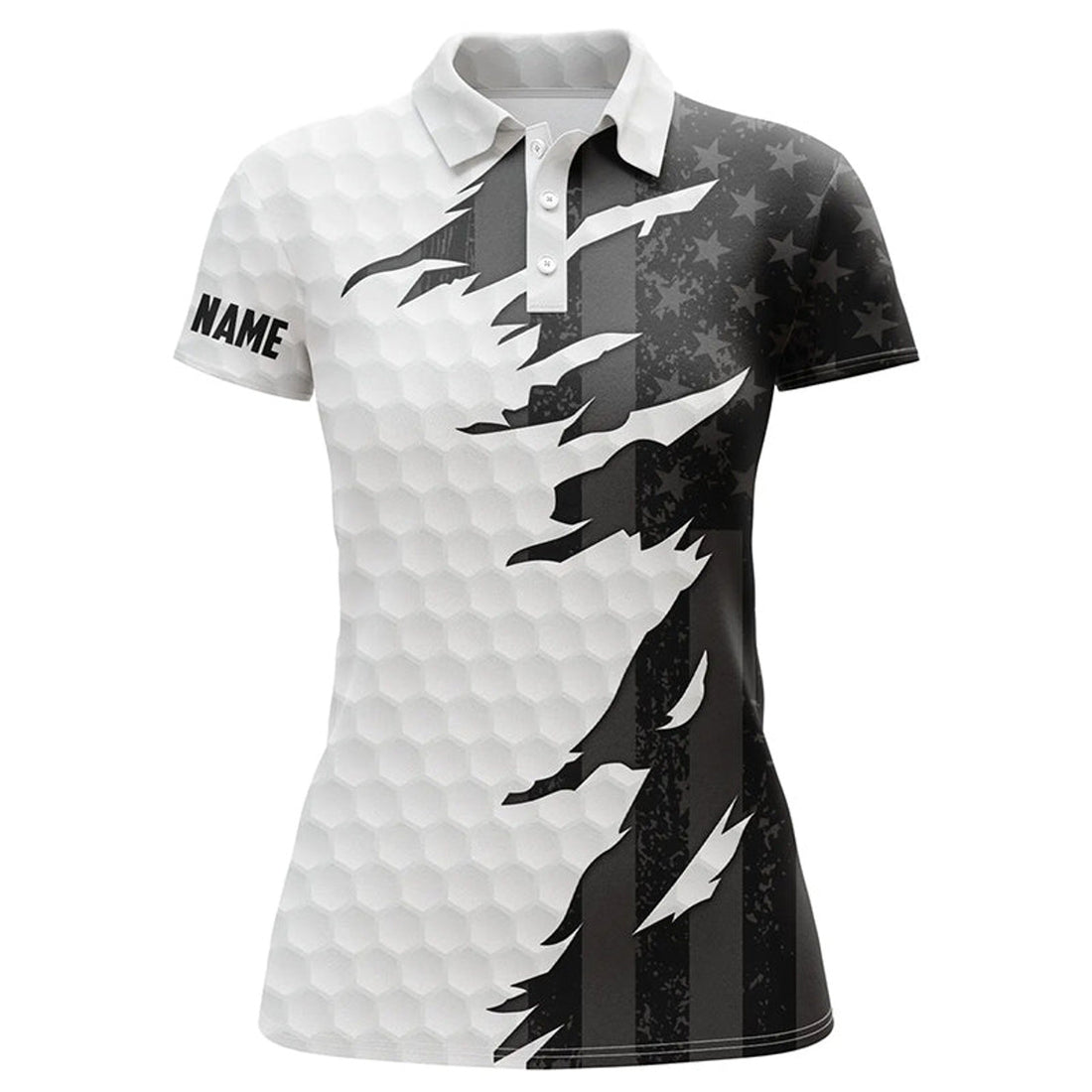 Custom American Flag Golf Shirt White Black for Women's Polo Shirts S-5XL