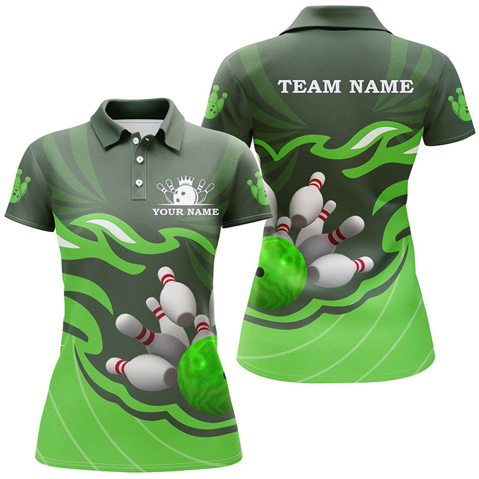 Custom Bowling Team Shirt with Ball and Pins Gift Women's Polo Shirts S-5XL
