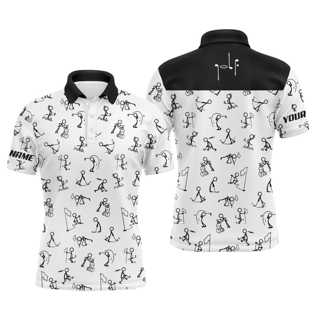 Custom Golf Shirt Funny Golf Pattern Custom Name Gift Men's Polo Shirt S-5XL