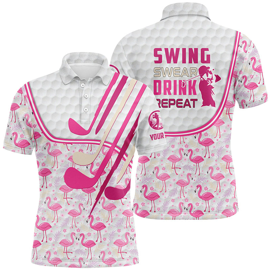Pink Flamingo Golf Polo Shirt Men's Polo Shirt S 5XL