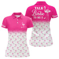 Custom Funny Flamingo Golf Talk Birdie to Me Pink White Women's Polo Shirts S-5XL