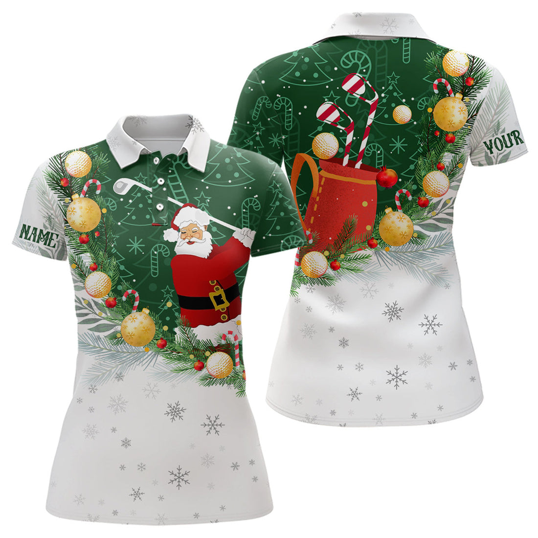 Santa Golf Christmas Pattern Women's Custom Polo Shirts S-5XL