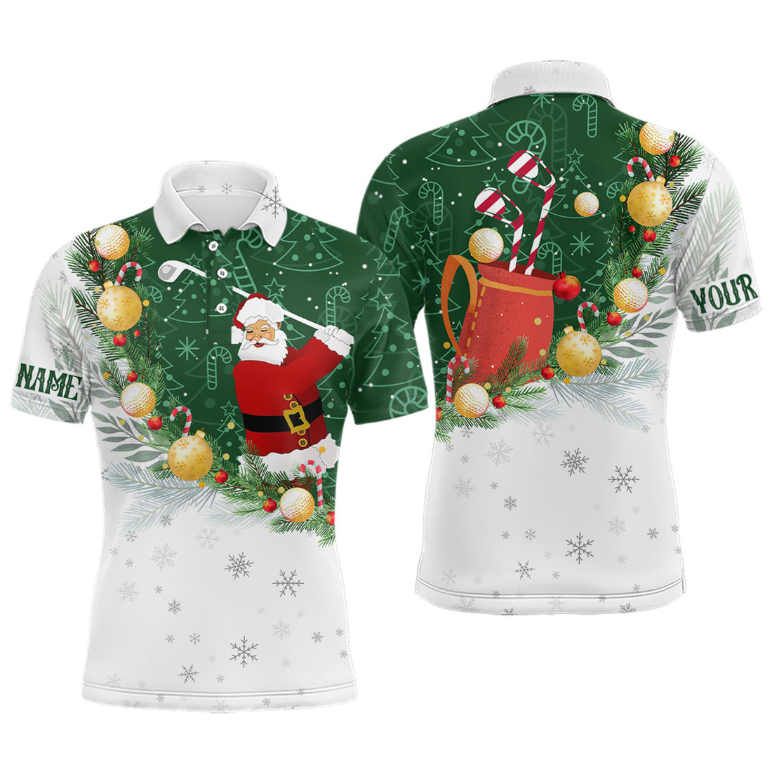 Santa Golf Christmas Pattern Outfit Golf Gifts Men's Polo Shirt S-5XL