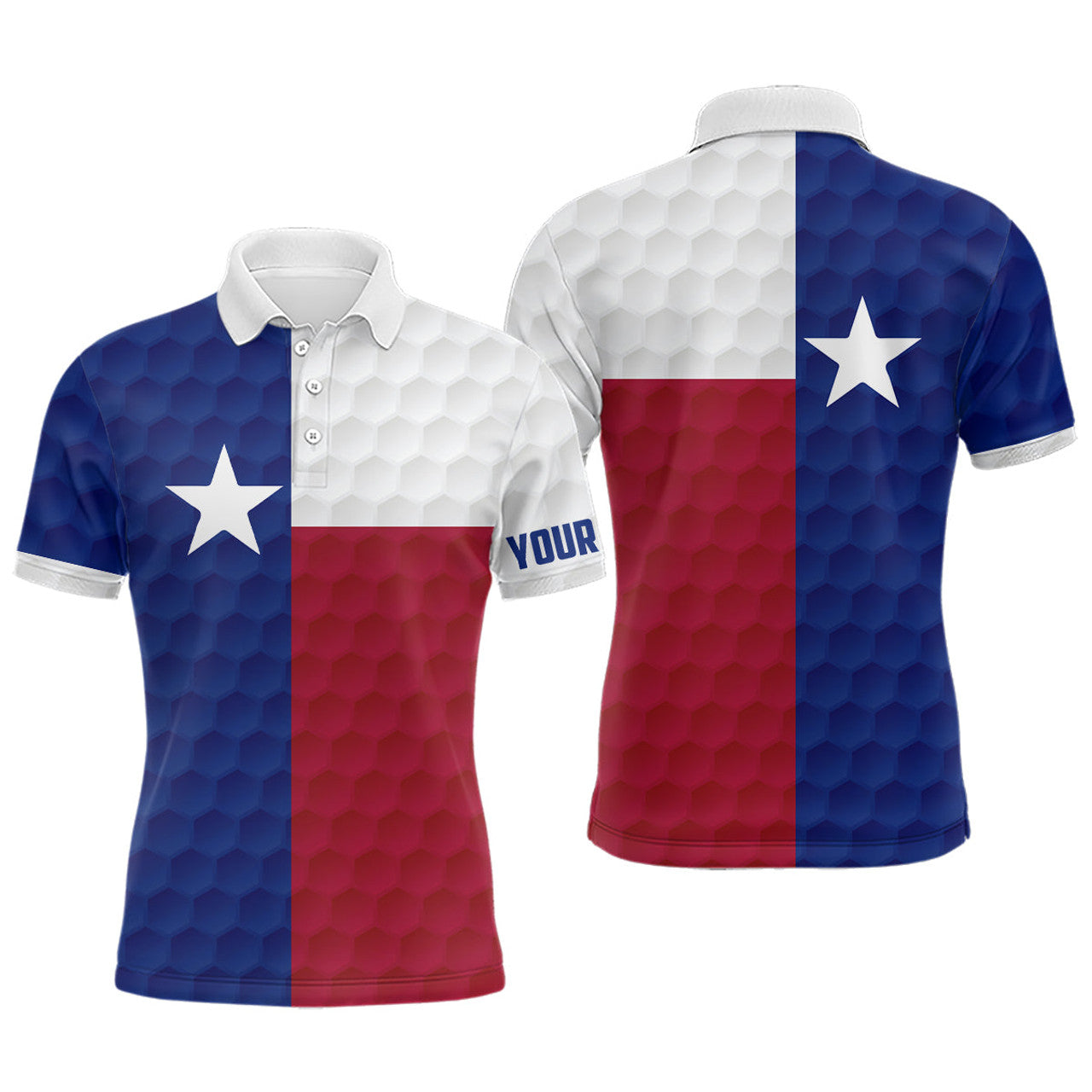 Custom Texas Flag Golf Ball Polo Shirt for Men Men's Polo Shirt S-5XL