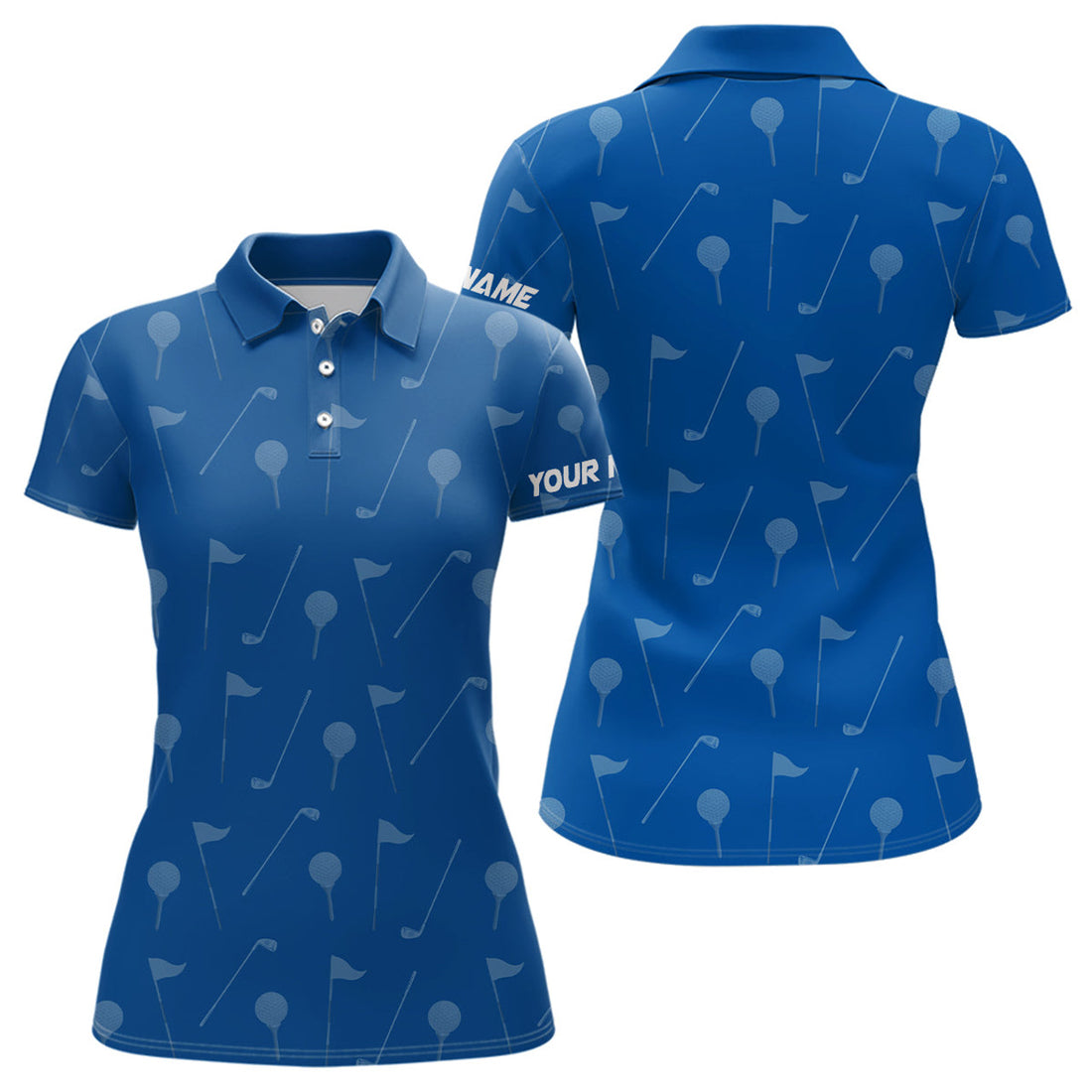 Custom Women Golf Personalized Blue Golf Pattern For Women's Polo Shirts S-5XL
